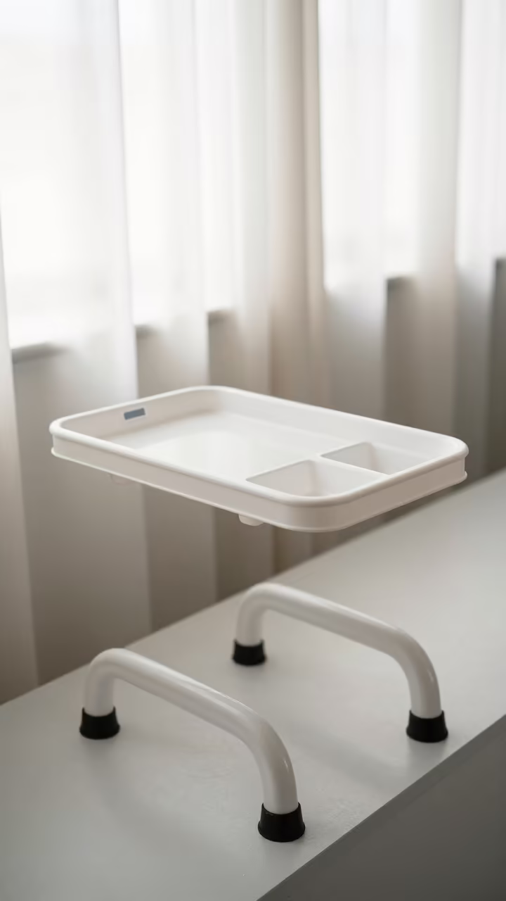 Infusion Recliner Side Tray Luanda Display in on a painted display ledge in Luanda