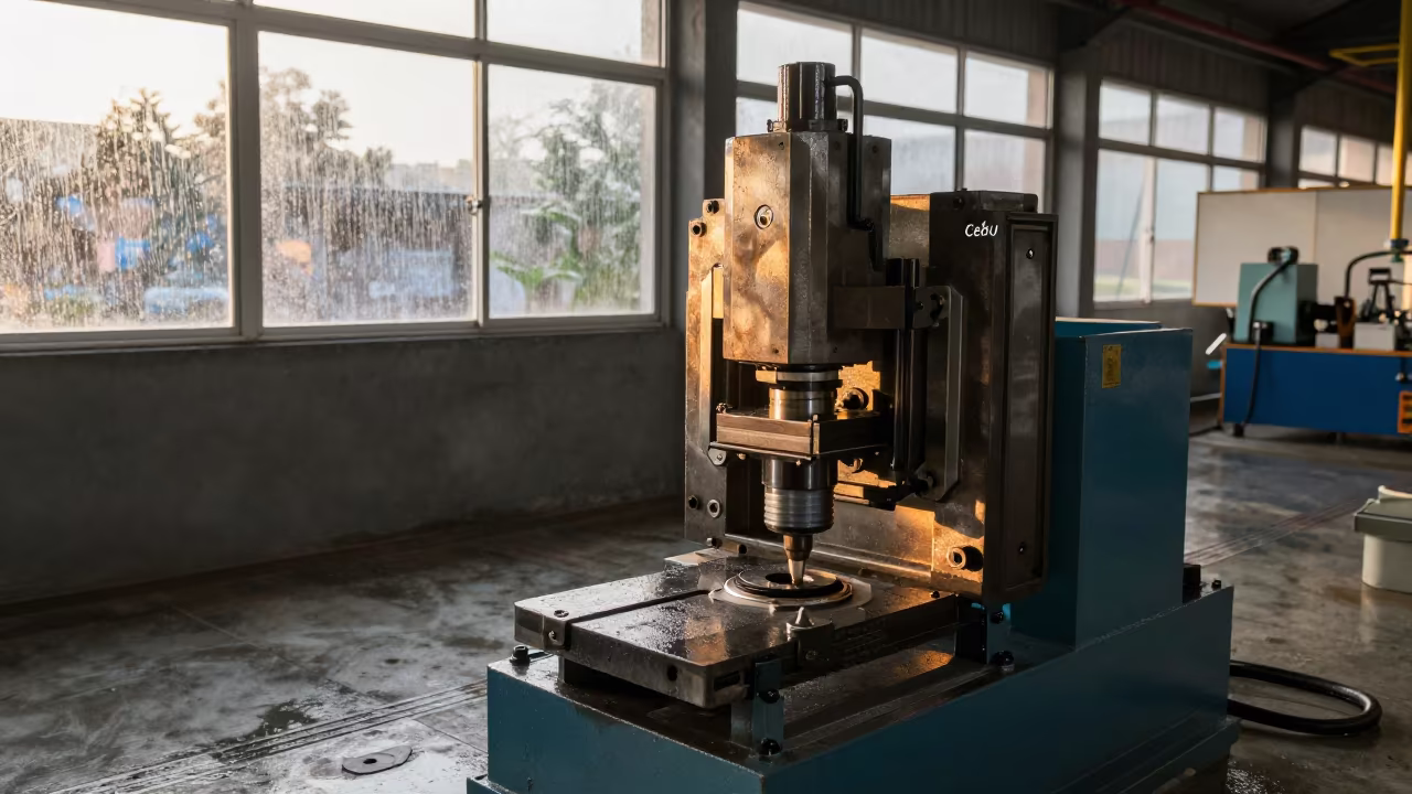 Injection Molds Clamping Shut in Golden Hour Light in on a factory floor near Cebu