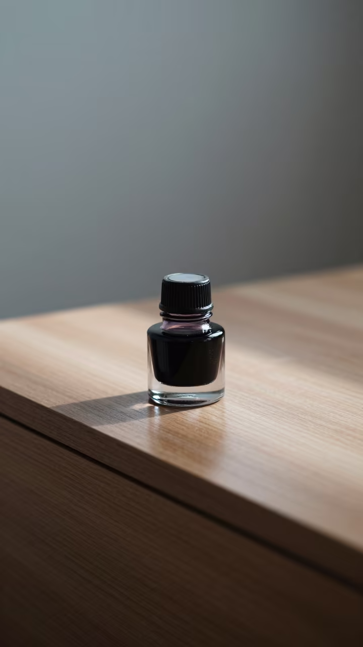 Ink Bottle Morning Light on Winnipeg Desk in on a bedside table in Winnipeg