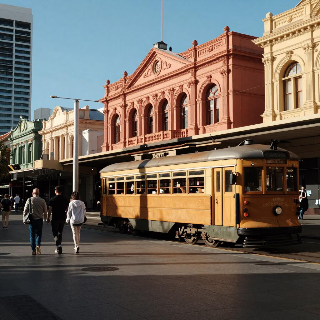 Inspired Facades in Perth at The Early Afternoon Light in in Perth, Western Australia, Australia