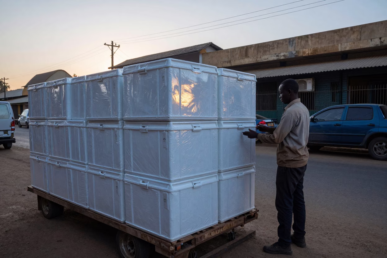 Insulated Crates in Nairobi at Sunrise Light in in Nairobi, Kenya