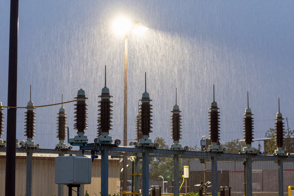 Insulators Sparkling at The Early Morning Light in Austin in in Austin, Texas, United States