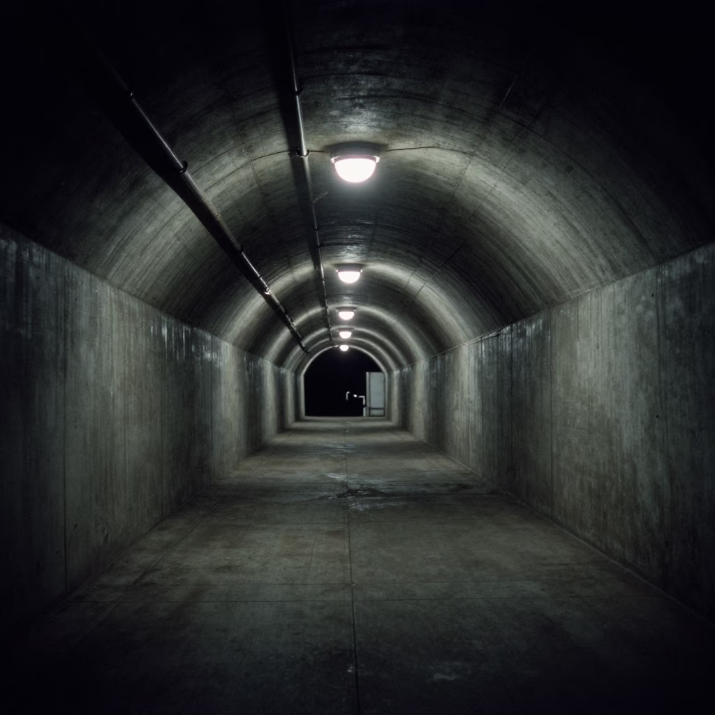 Interceptor Tunnel in Los Angeles at Midnight Light in in Los Angeles, California, United States