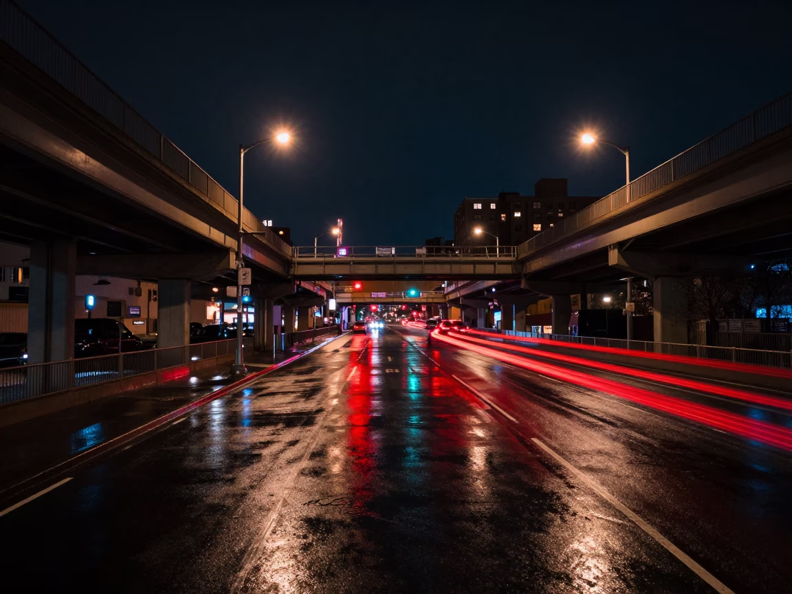 Interchange Glowing in New York at Deep In The Night Light in in New York, New York, United States