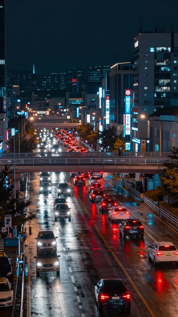 Interchange Glowing in Seoul at Deep In The Night Light in in Seoul, South Korea