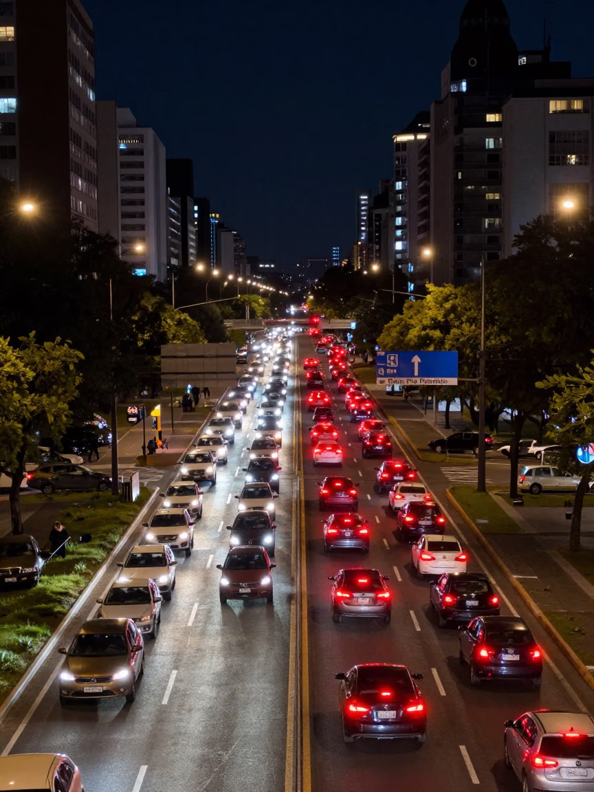Interchange Lit at Late At Night Light in Buenos Aires in in Buenos Aires, Argentina