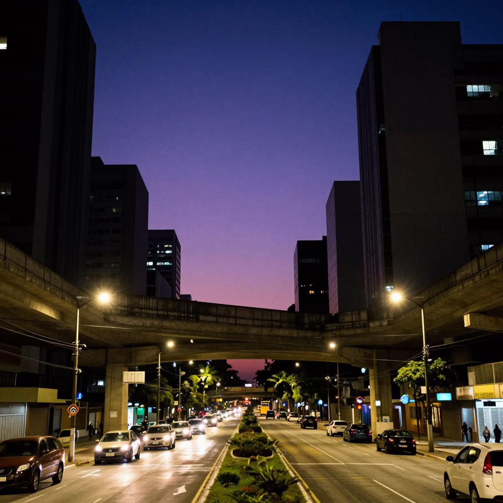 Interchange Ramp at The Deepest Night Sky Light in São Paulo in in São Paulo, Brazil