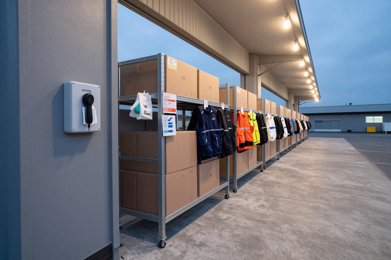 Intercom Spare Handset Box at Fukuoka Packing Station in at a fulfillment packing station in Fukuoka