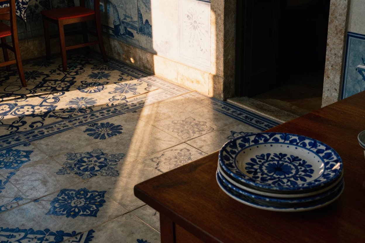 Interior Scene in Lisbon at Sunset Light in in Lisbon, Portugal