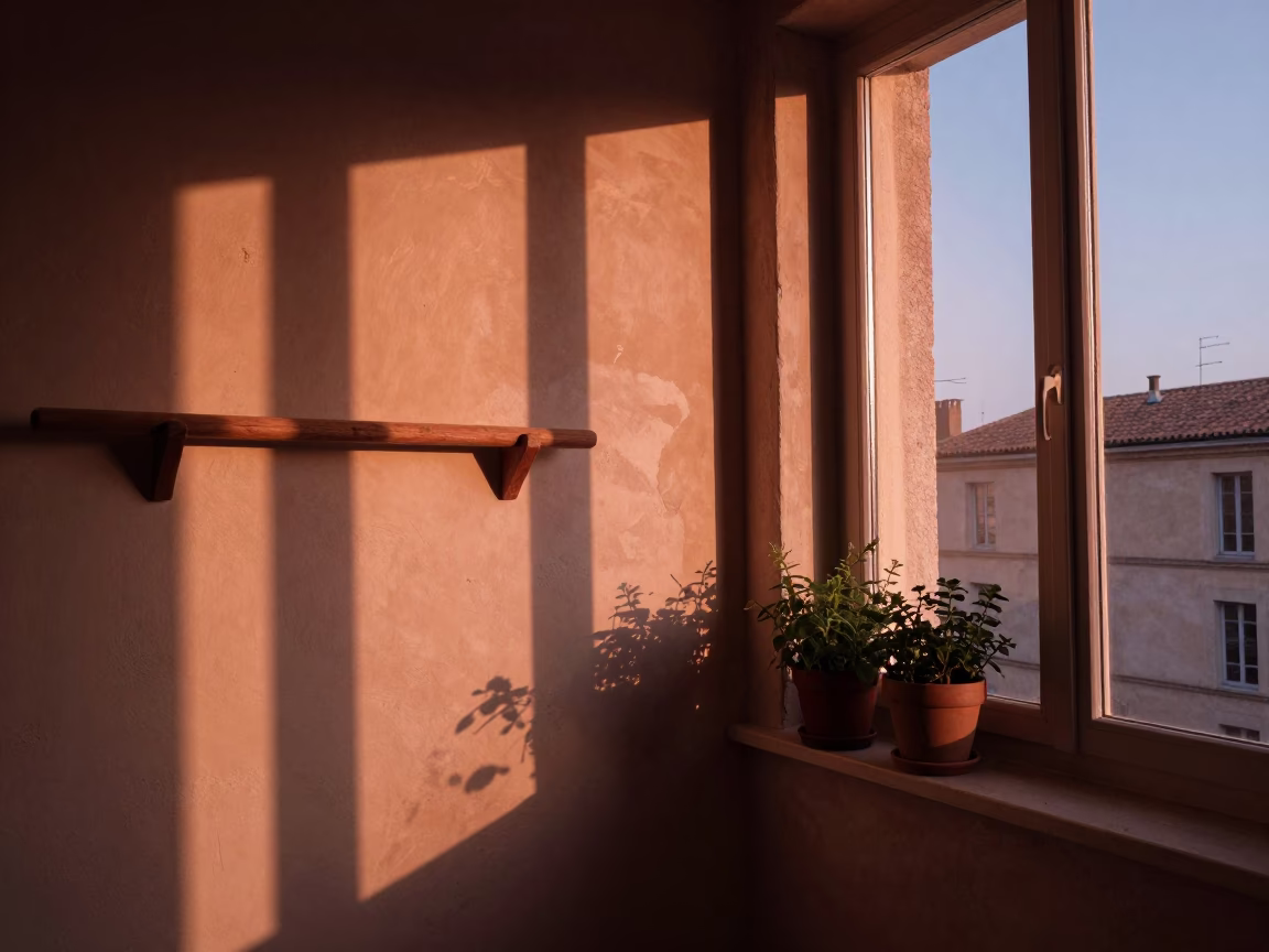 Interior Scene in Marseille at Copper-toned Light Before Dusk in in Marseille, France