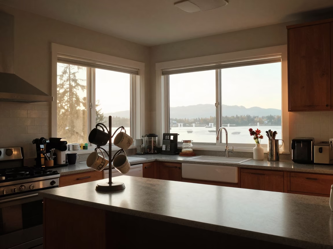 Interior Scene in Vancouver at The Late Afternoon Light in in Vancouver, British Columbia, Canada