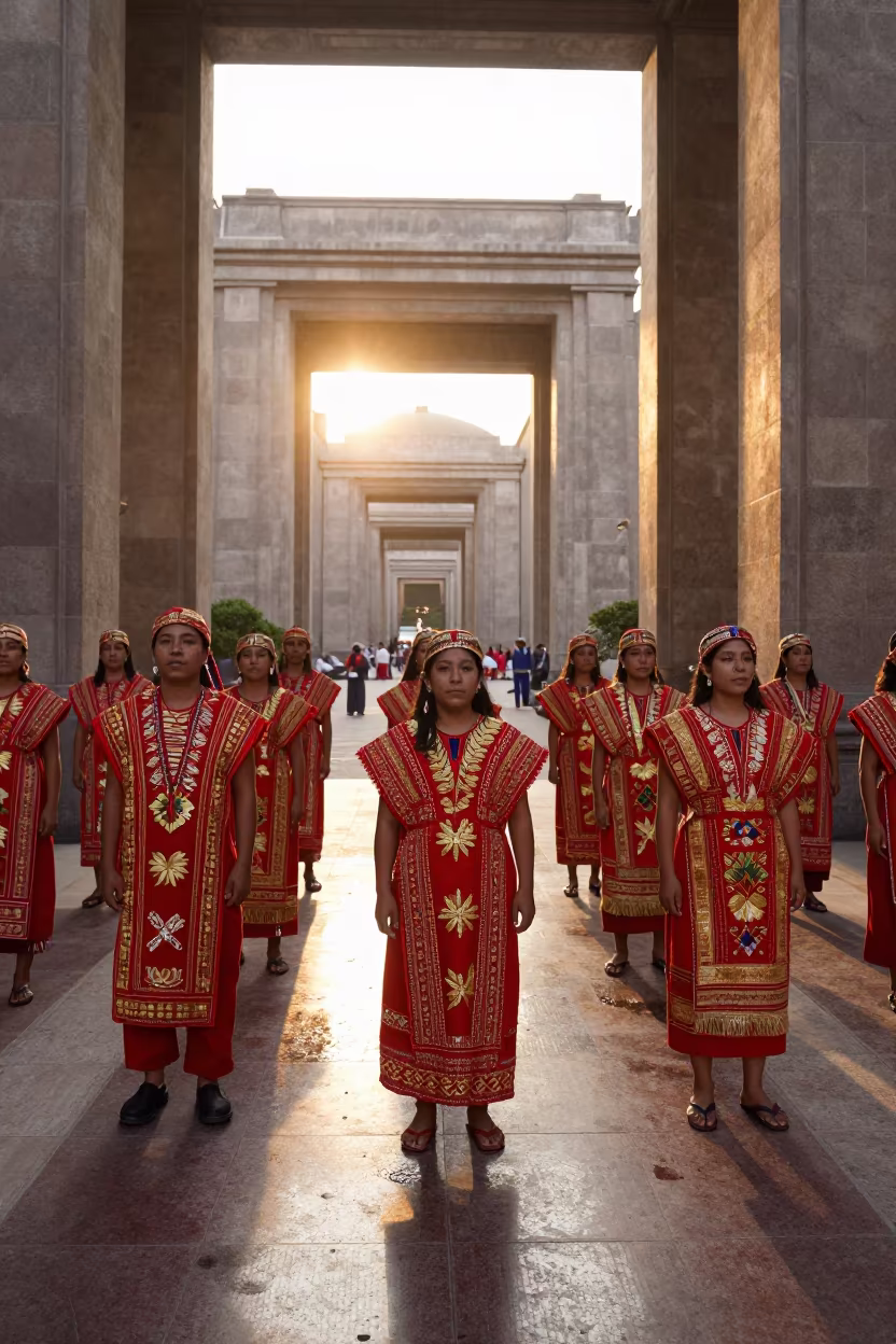 Inti Raymi Ceremony in Chorillos Hall at Sunset in in a ceremonial hall in Chorillos, Lima