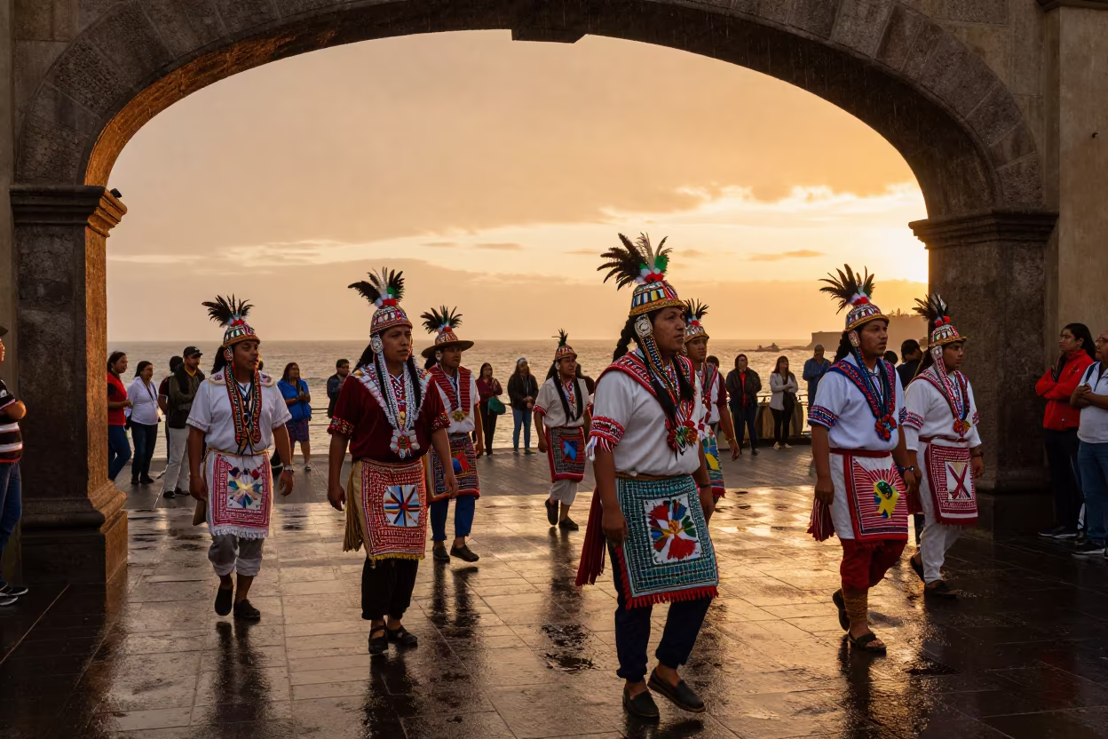Inti Raymi Sunset Procession Lima Waterfront in at a waterfront celebration near Lima