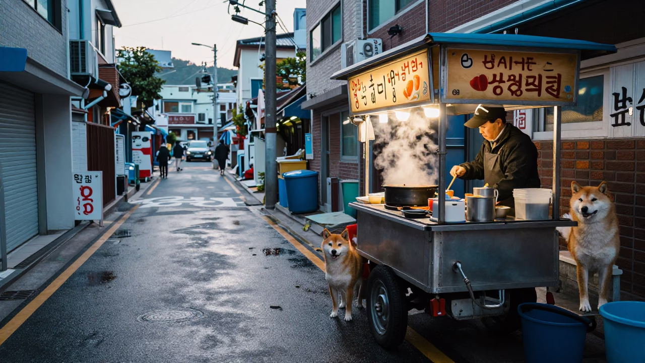 Inu Waiting in Busan in in Busan, South Korea