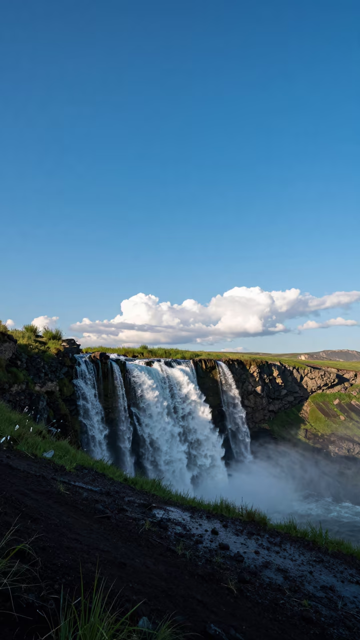 Inverted Cloud Waterfall on Alberta Floodplain in across a floodplain after rain in Alberta