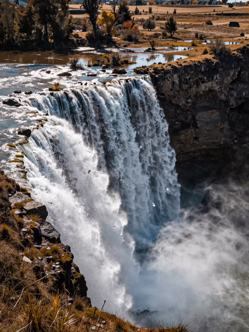 Inverted Cloud Waterfall Over Bogotá Floodplain in across a floodplain after rain near Bogotá