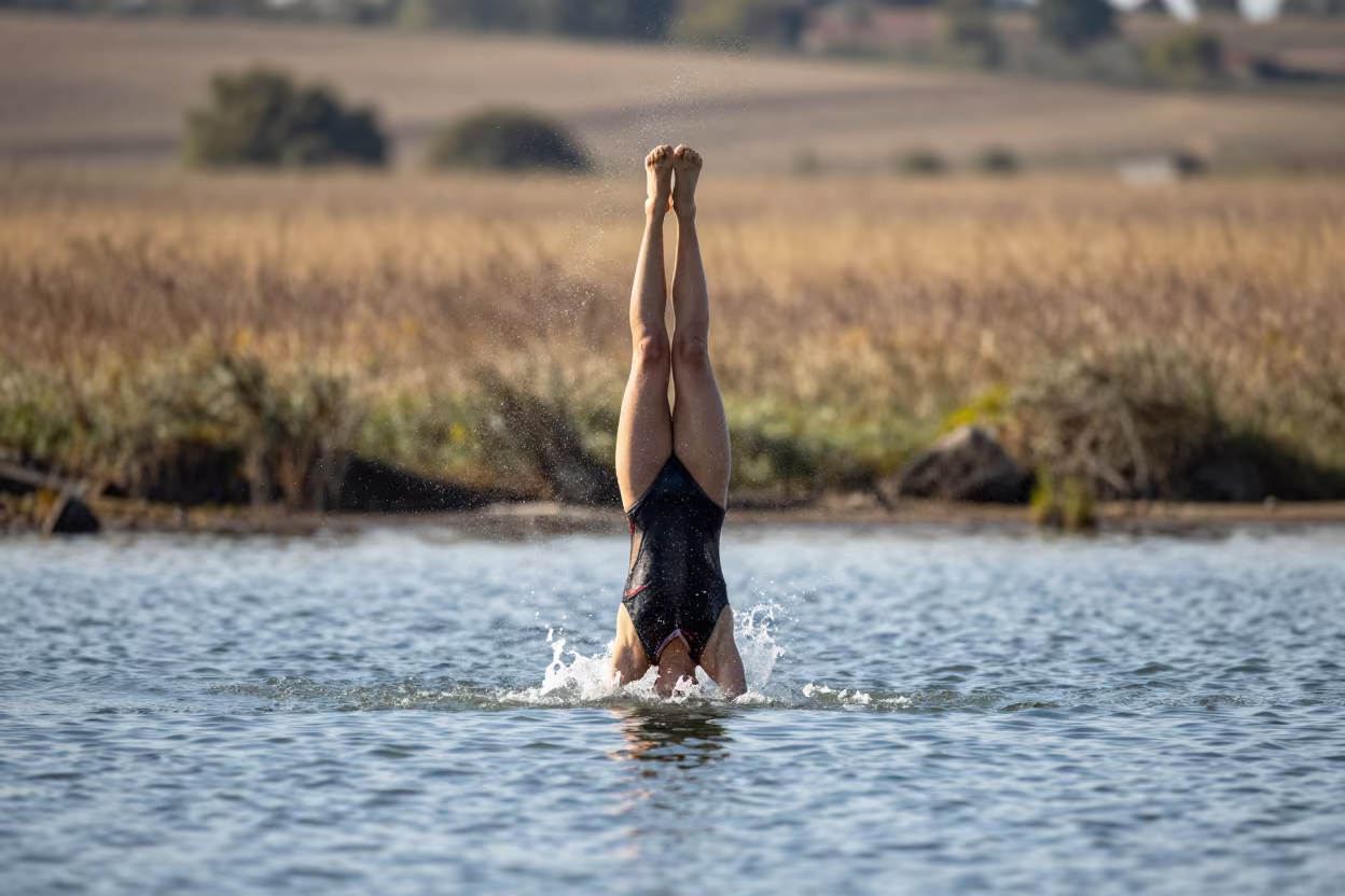 Inverted Swimmer Legs Break Surface Near Izmit in near open fields near İzmit