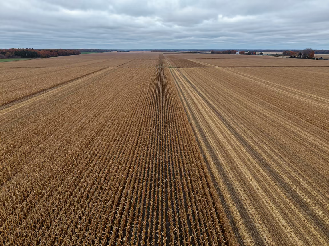 Iowa Autumn Fields Silver Dawn Aerial View in in Iowa