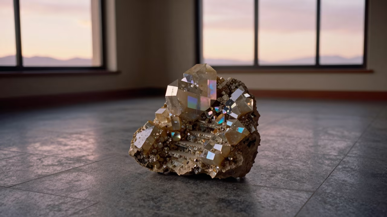 Iridescent Bismuth Crystal in Vaulted Atrium in inside a vaulted atrium near El Alto
