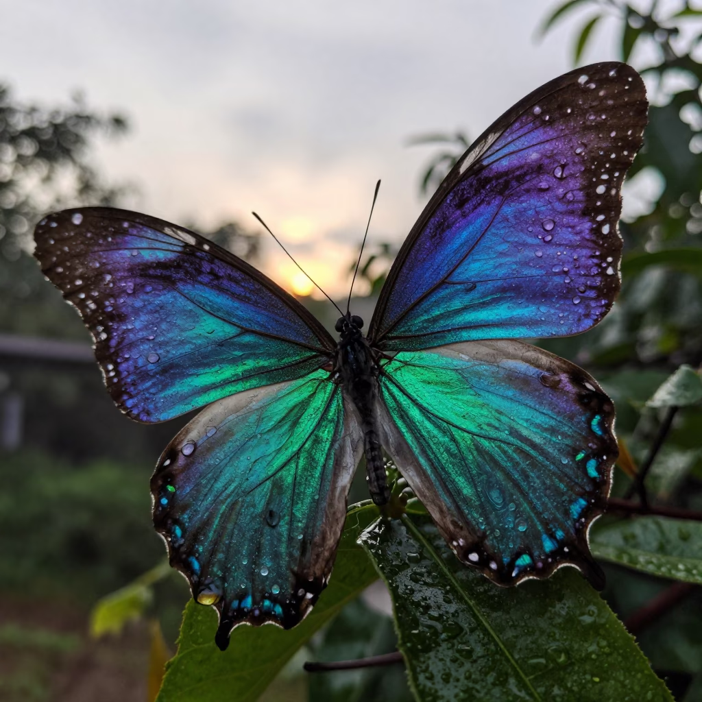 Iridescent Butterfly Wing at Saint-Marc Dawn in near Saint-Marc