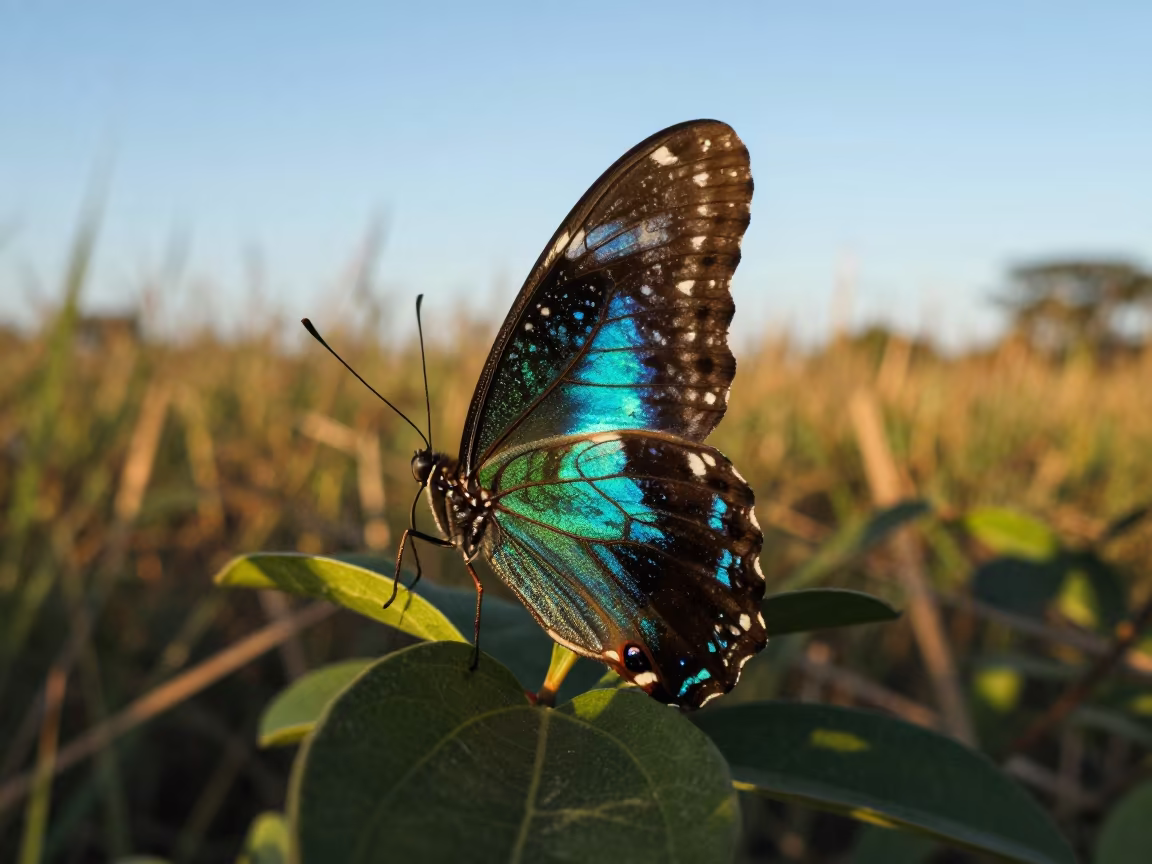 Iridescent Butterfly Wing Scales Macro Malindi Reed Bed in at the edge of a reed bed near Malindi