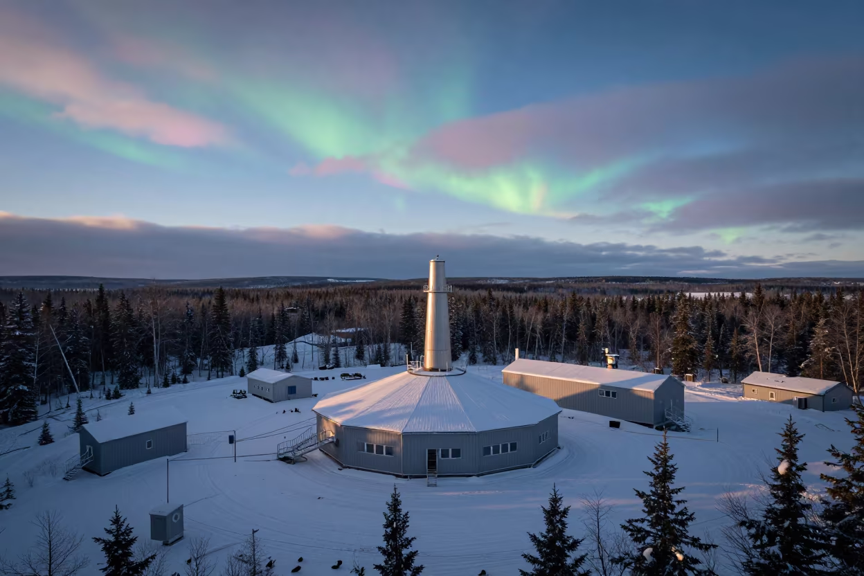 Iridescent Clouds Over Arctic Station Midnight in beneath fast-moving cloud bands in Ontario
