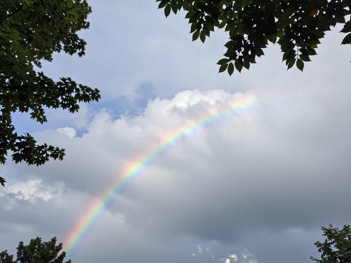 Iridescent Clouds Over Quebec City Monsoon in beneath fast-moving cloud bands near Quebec City