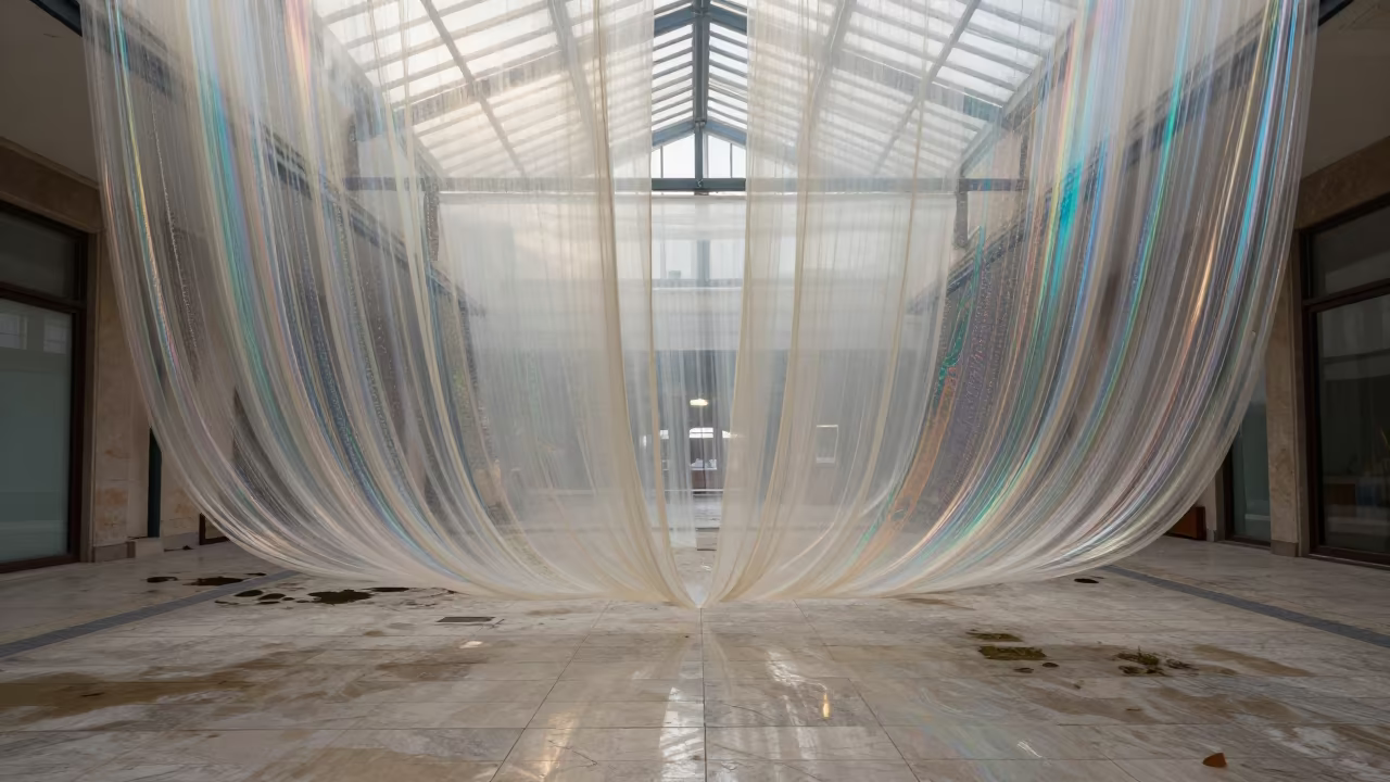 Iridescent Soap Film Fractals in Tokat Arcade in inside a glass-roofed arcade in Tokat