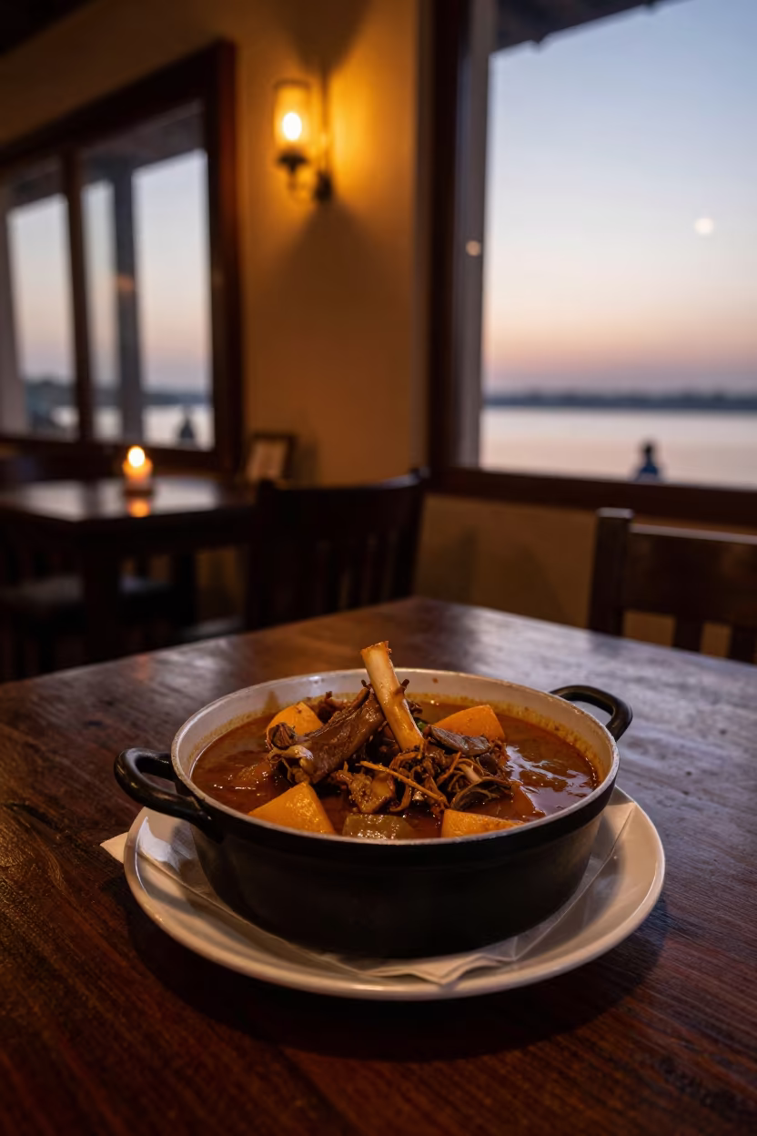 Irish Lamb Stew Candlelight Dashashwamedh Varanasi in on a restaurant table in Dashashwamedh, Varanasi