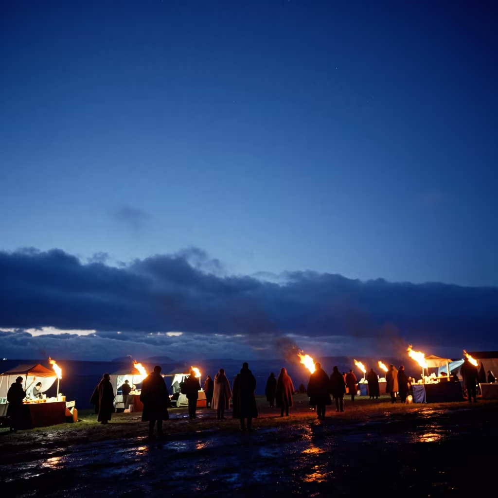 Irish Samhain Fire Festival Hilltop Twilight Market in at a night market near Phuket