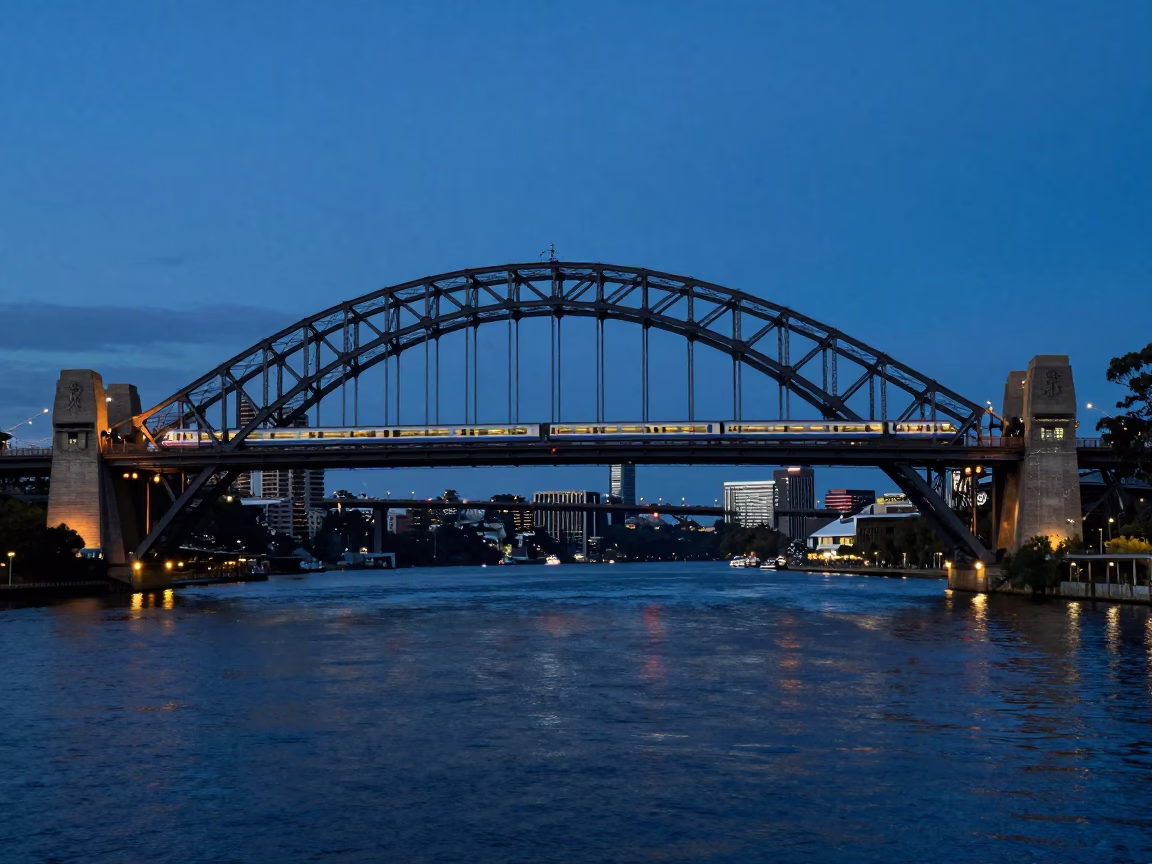 Iron Bridge at Blue Hour in Perth in in Perth, Western Australia, Australia