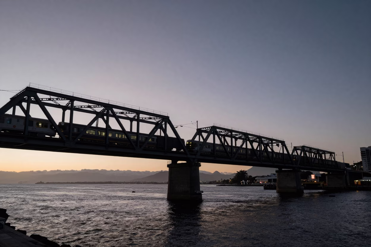 Iron Bridge in Cape Town at The Still Hours Before Dawn Light in in Cape Town, South Africa