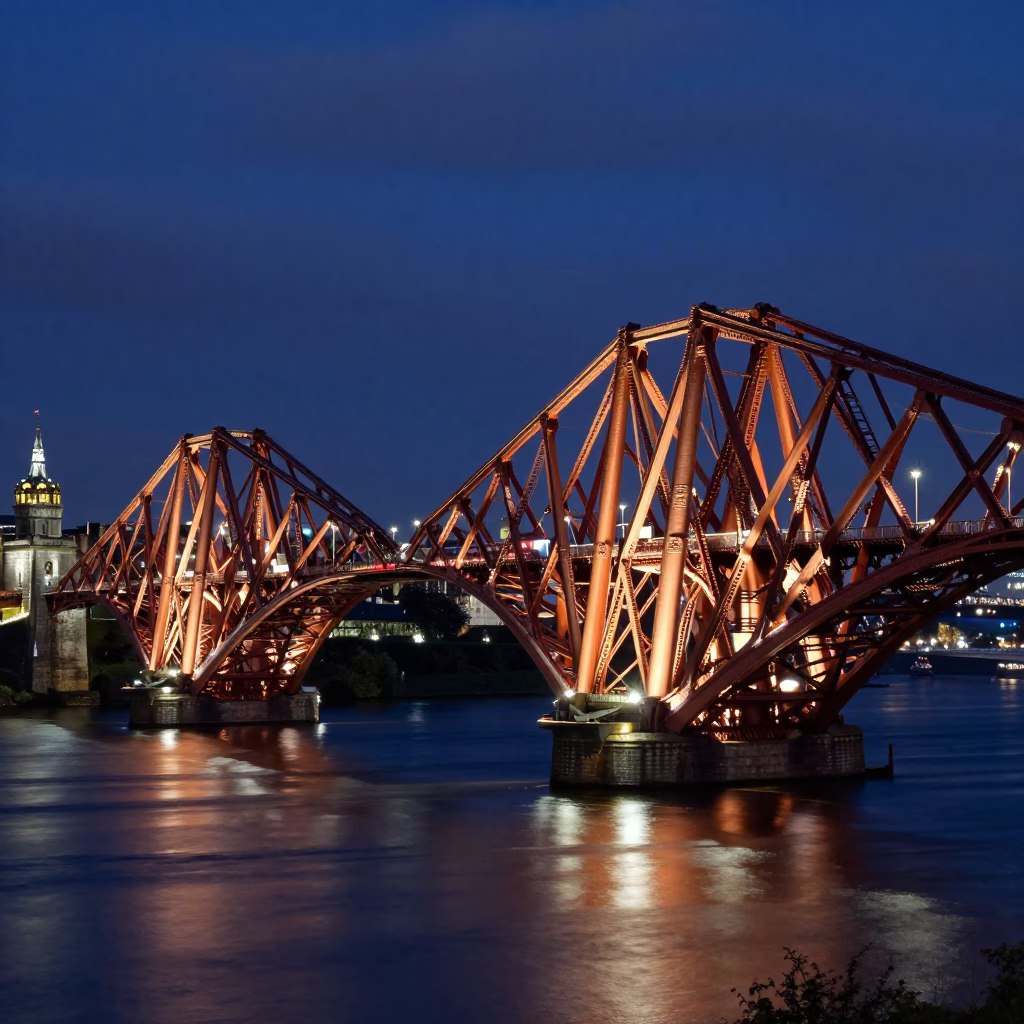 Iron Bridge in Edinburgh at Late At Night Light in in Edinburgh, United Kingdom