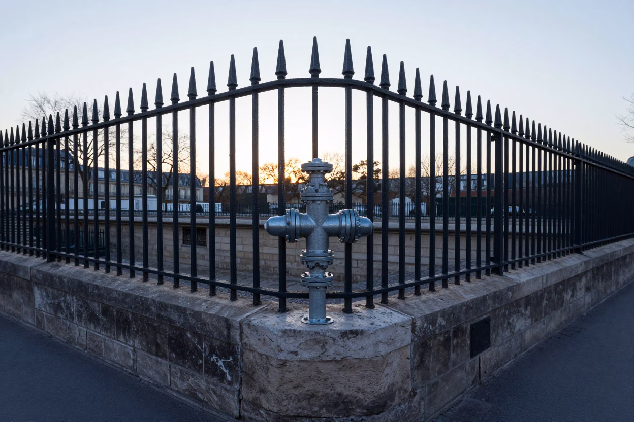 Iron Fencing in Paris at Sunrise Light in in Paris, France