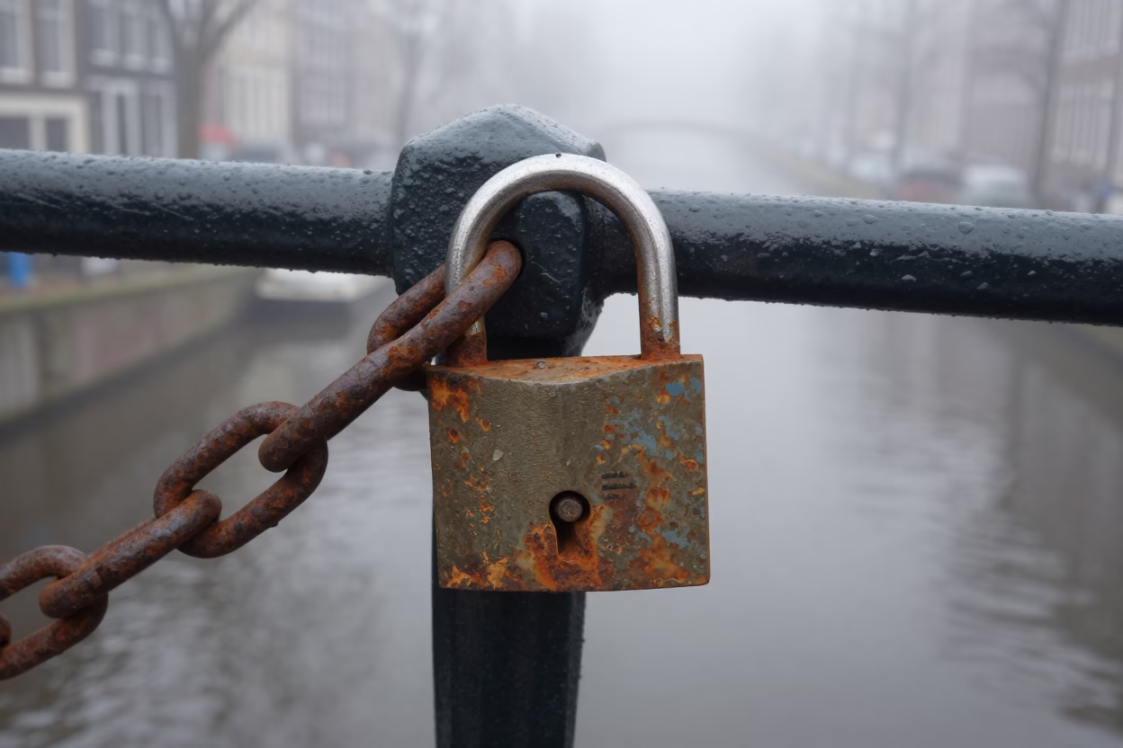 Iron Padlock in Amsterdam in in Amsterdam, Netherlands