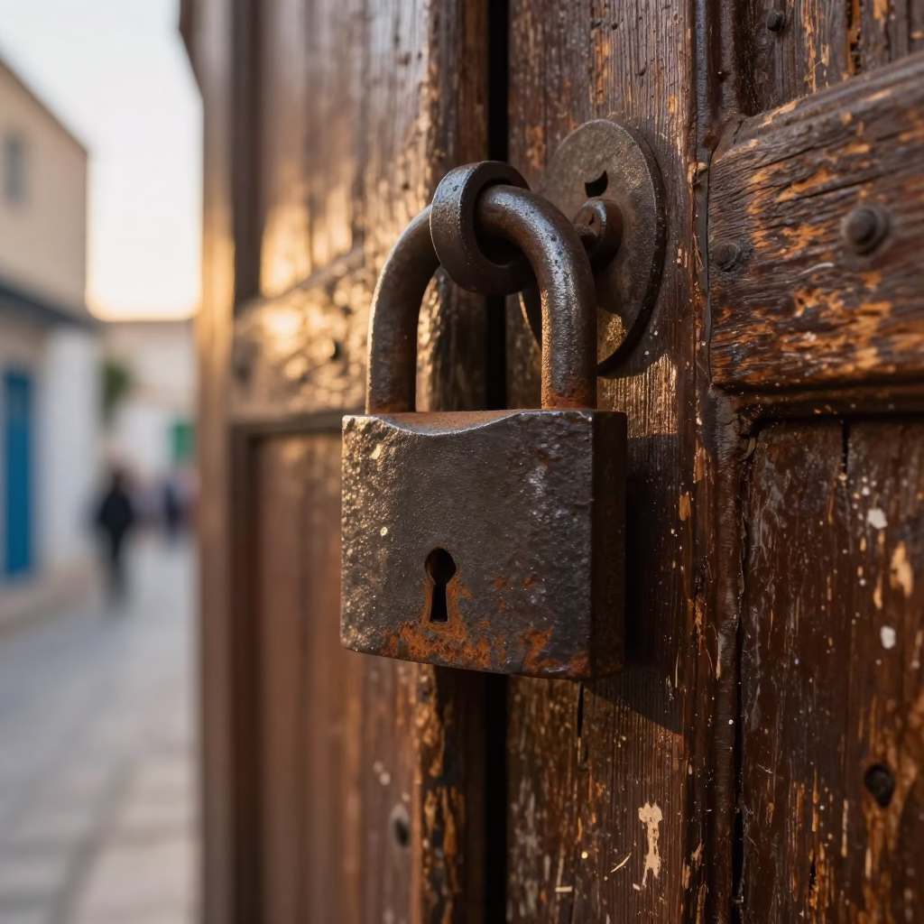 Iron Padlock in Tunis in in Tunis, Tunisia