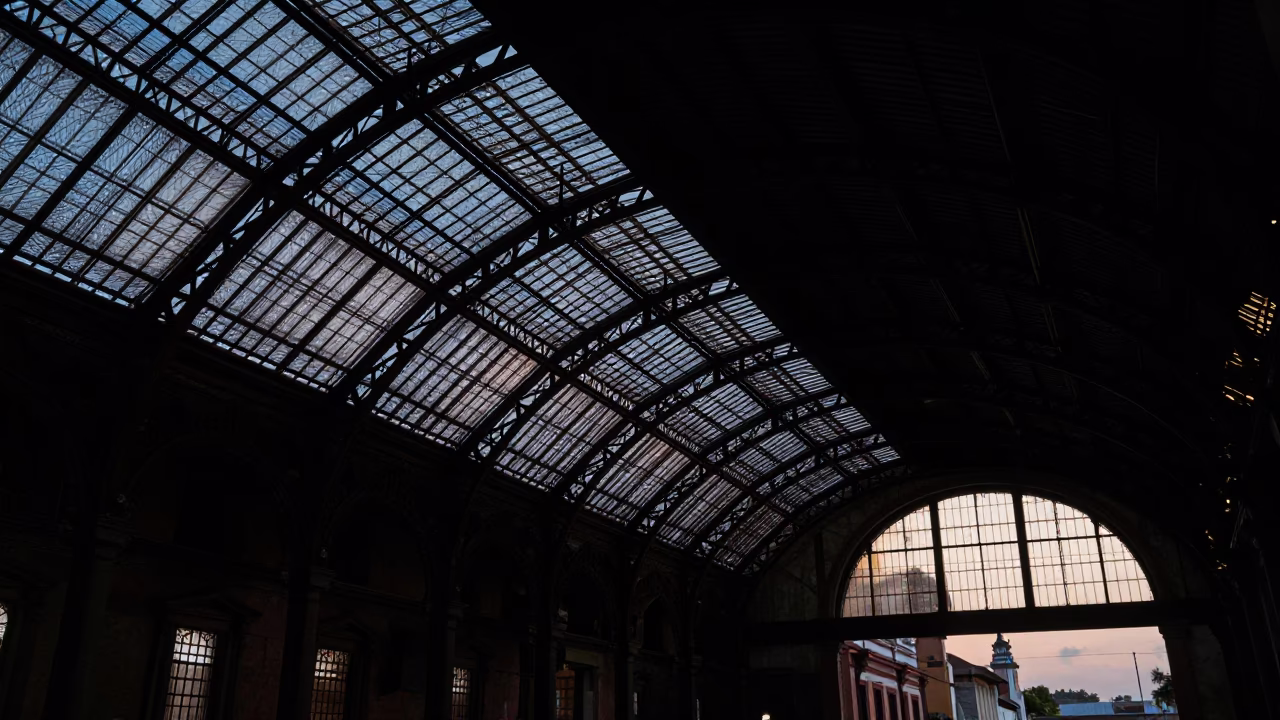 Iron Roof in Oaxaca at The Predawn Darkness Light in in Oaxaca, Mexico