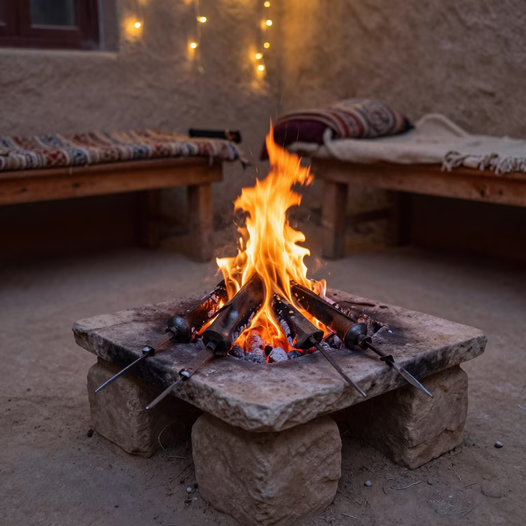 Iron Skewers on Rawalpindi Hearth in by a crackling fireplace in Rawalpindi