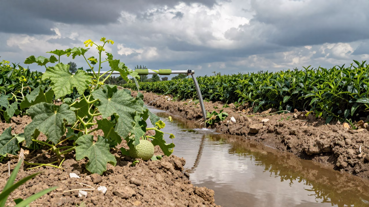 Irrigation Pool at Tea Plantation Edge in at the edge of a tea plantation near Mashhad