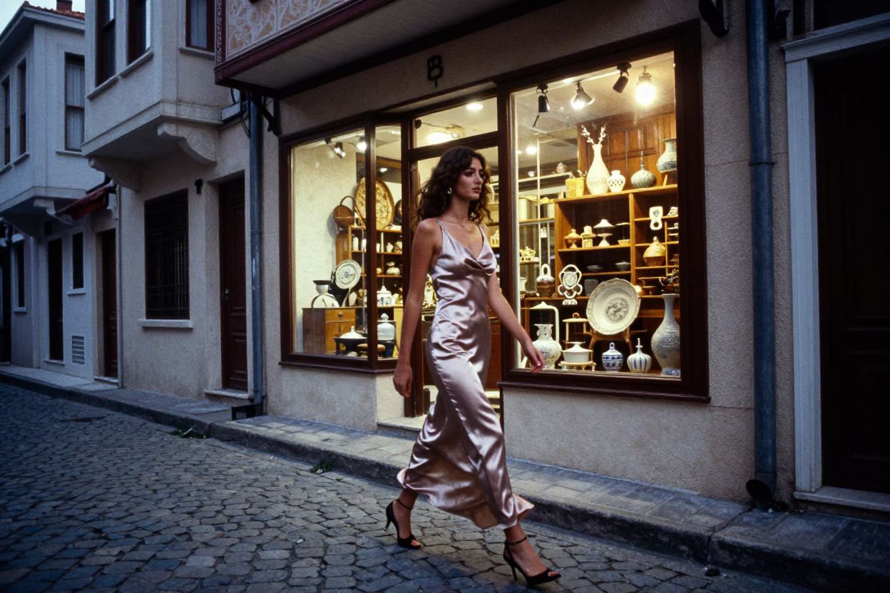 Istanbul Fashion Model at The Early Evening Light in in Istanbul, Turkey