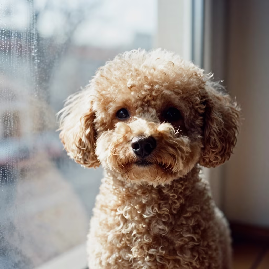 Istanbul Poodle Portrait 1966 Studio in in a quiet portrait studio with a plain backdrop and eye-level framing near Istanbul