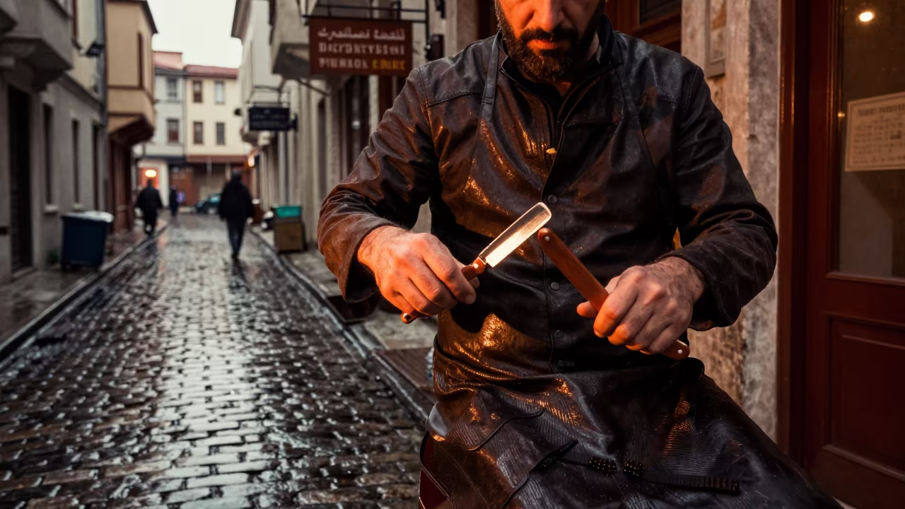 Istanbul Street Barber Straight Razor Copper Rain in near Istanbul