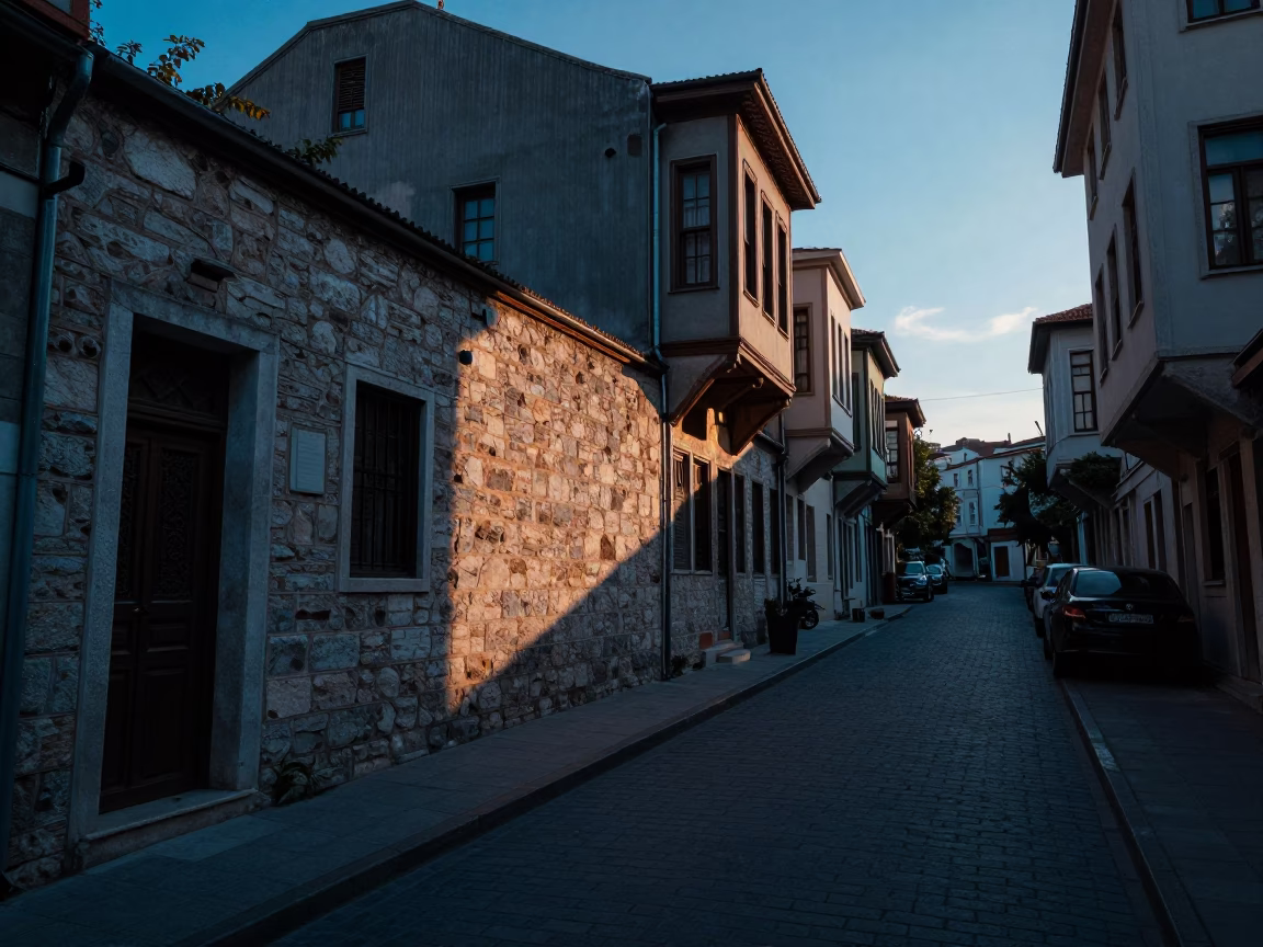 Istanbul Street Scene at Sunrise Light in in Istanbul, Turkey