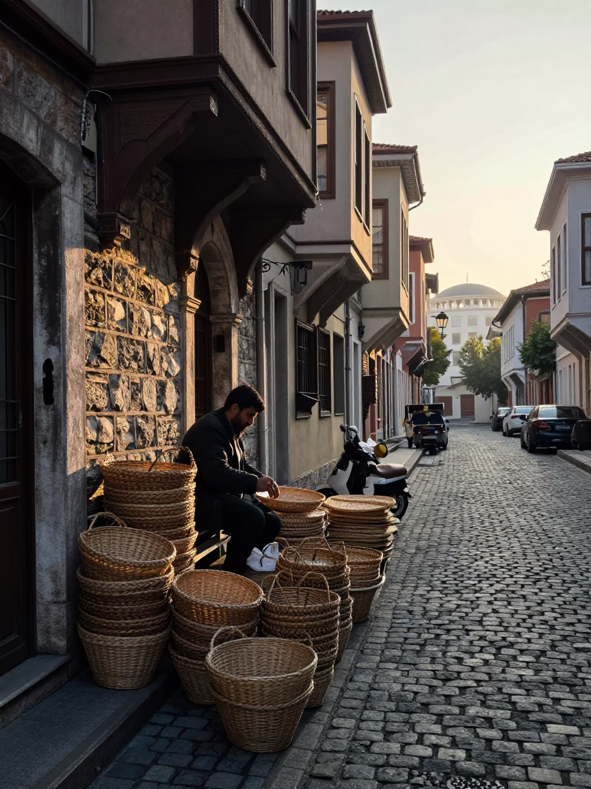 Istanbul Street Scene at The Early Morning Light in in Istanbul, Turkey