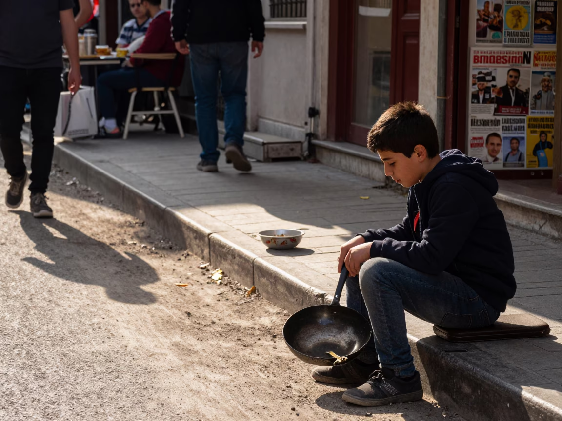 Istanbul Turkey Early Afternoon Street Scene with Skillet and Magazine Rack in in Istanbul, Turkey