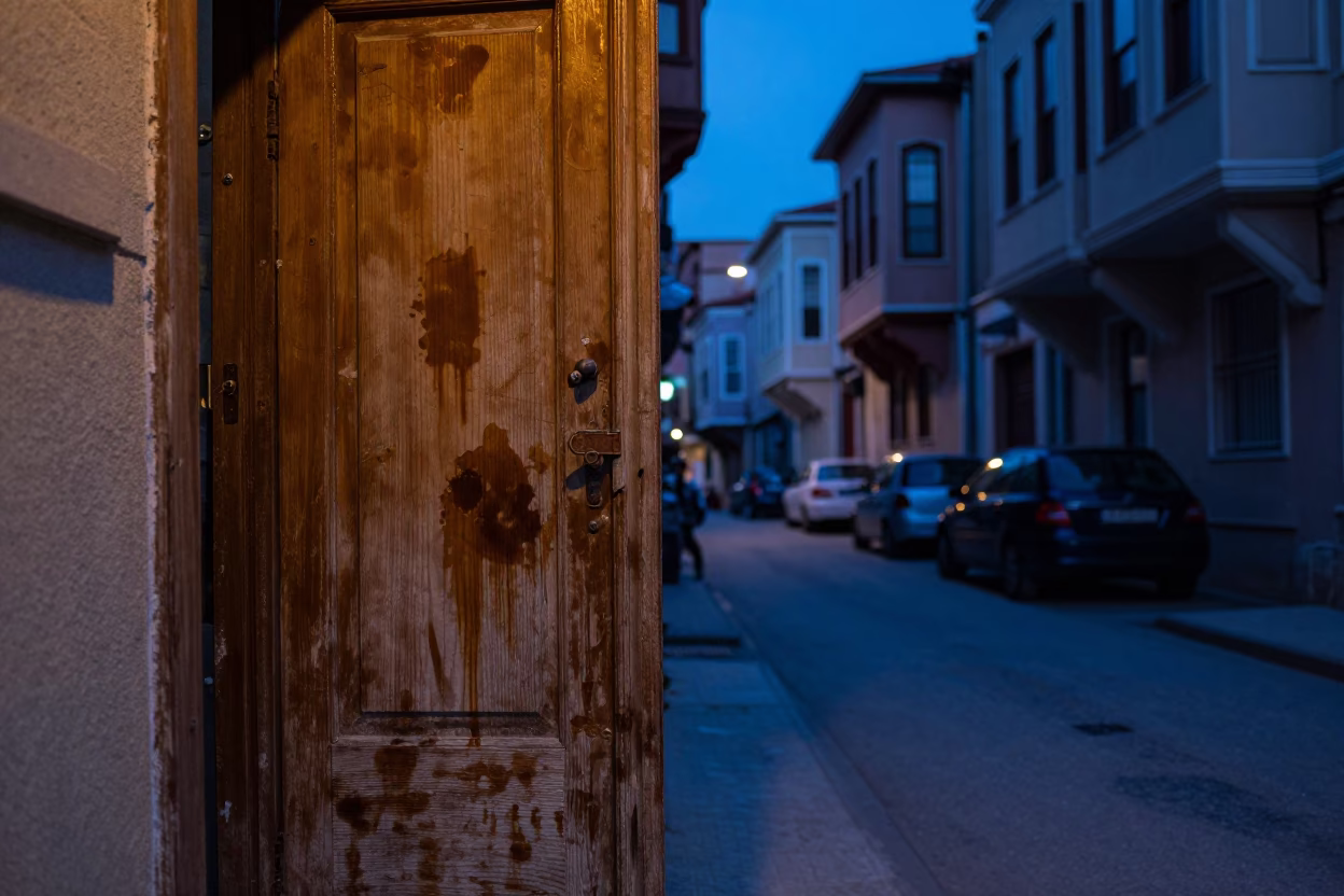 Istanbul Twilight Street Scene with Tea Stains and Urban Life in in Istanbul, Turkey