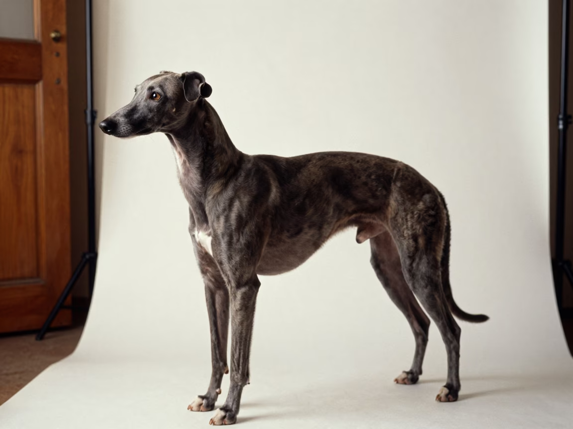 Italian Greyhound Portrait in Bamenda Studio in in a quiet portrait studio with a plain backdrop and eye-level framing in Bamenda
