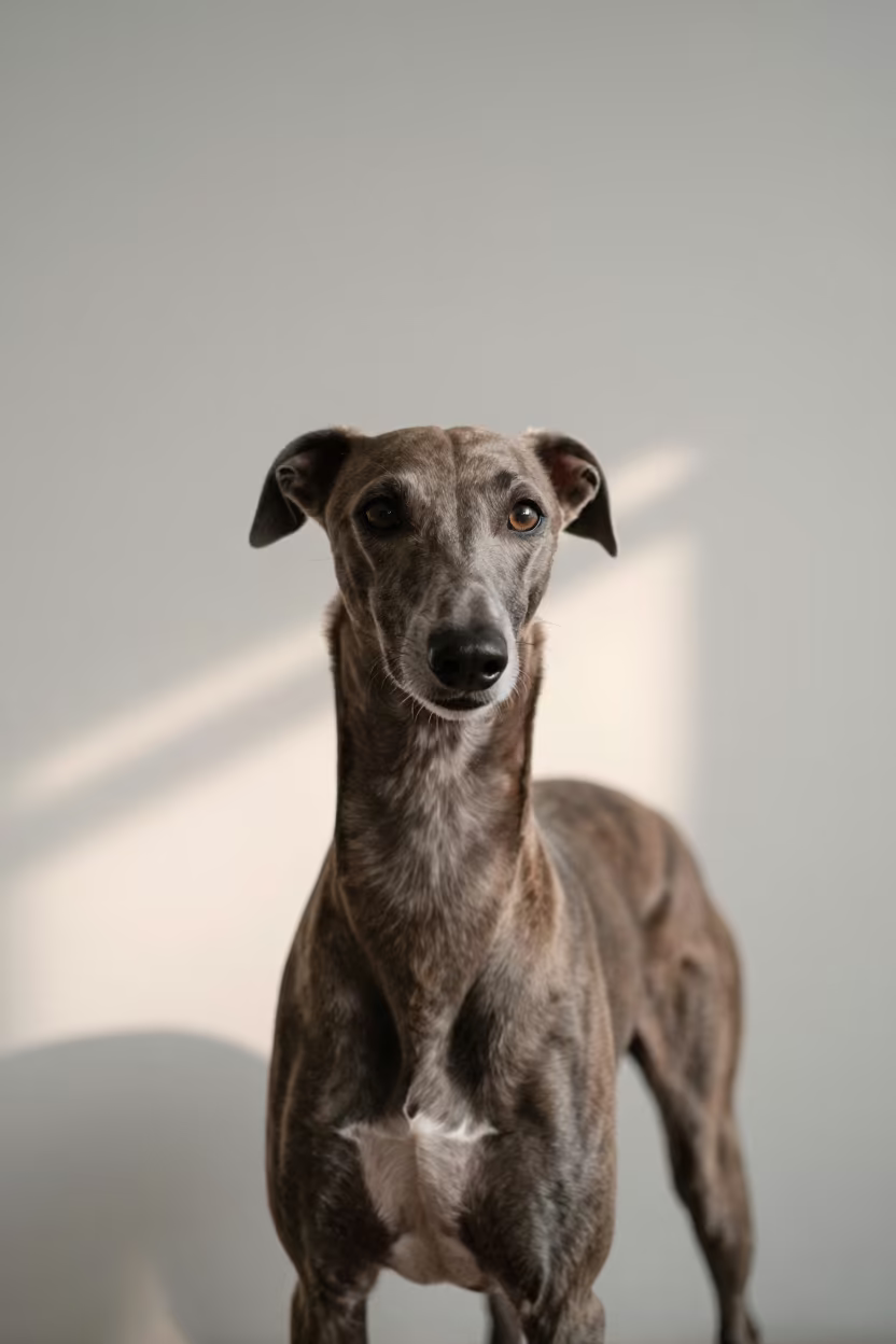 Italian Greyhound Portrait in Chittagong Studio in in a quiet portrait studio with a plain backdrop and eye-level framing in Chittagong