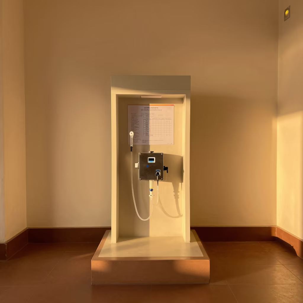 IV Pump Charging Alcove in Kisii Museum in on a museum plinth in Kisii