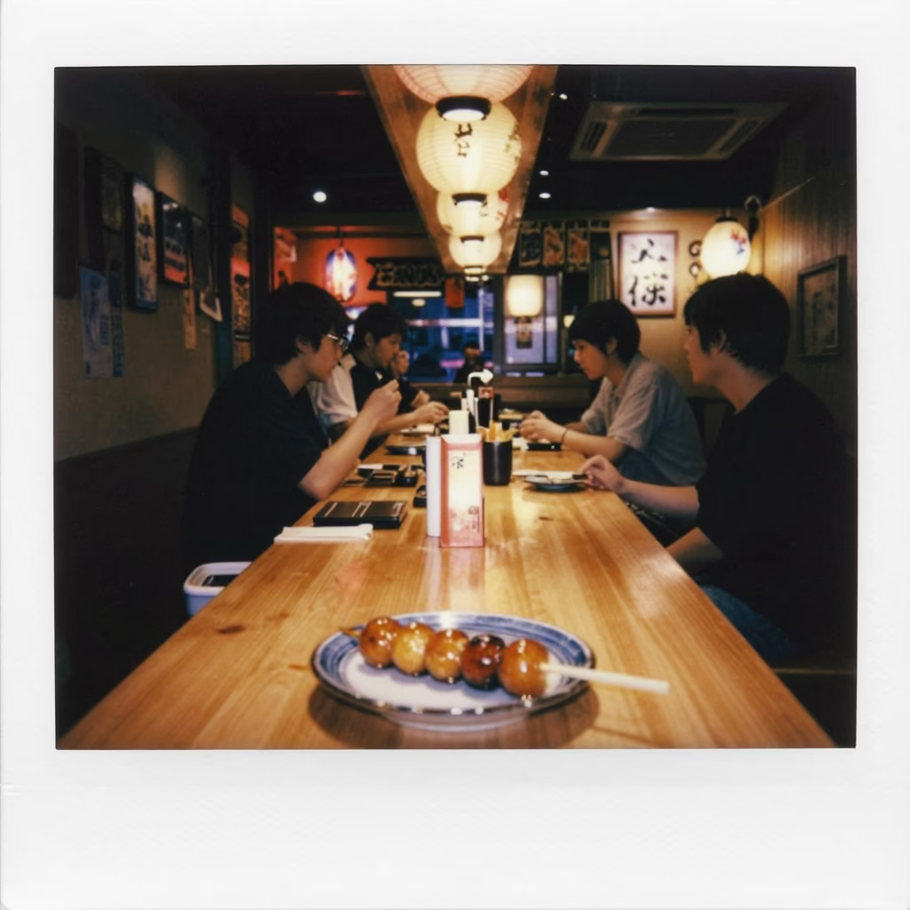 Izakaya Counter in Fukuoka at The Deepest Night Sky Light in in Fukuoka, Japan